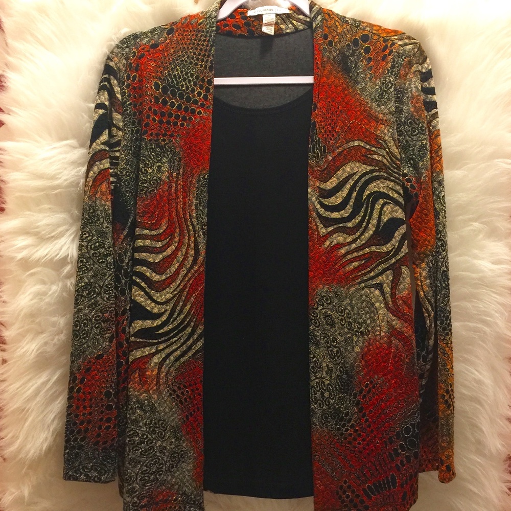 JM Collection LongSleeve Twofer Cardigan Top PM